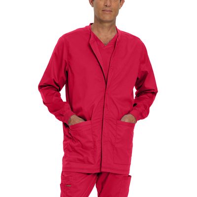 Landau Proflex Tailored Fit Stretch 3-Pocket Warm-Up Scrub Jacket for Men 3170 True Red SML