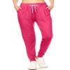 Leggings Depot Womens Relaxed fit Jogger Pants - Track Cuff Sweatpants with Pockets, Fuchsia, 2X view 2