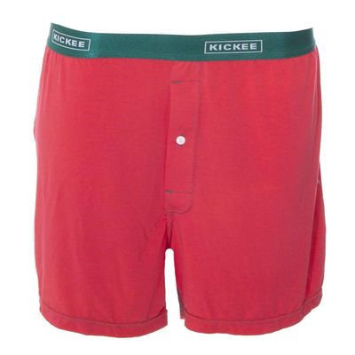 KicKee Menswear Solid Boxer Short (S, Red Ginger with Ivy)