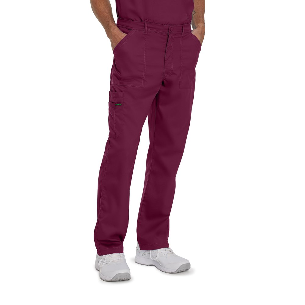 Landau Proflex Tailored Fit Comfort Stretch 6-Pocket Scrub Pants for Men 2103 Wine
