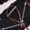 Showman Teal & Red Navajo Beaded Browband Headstall & Breast Collar Set view 2