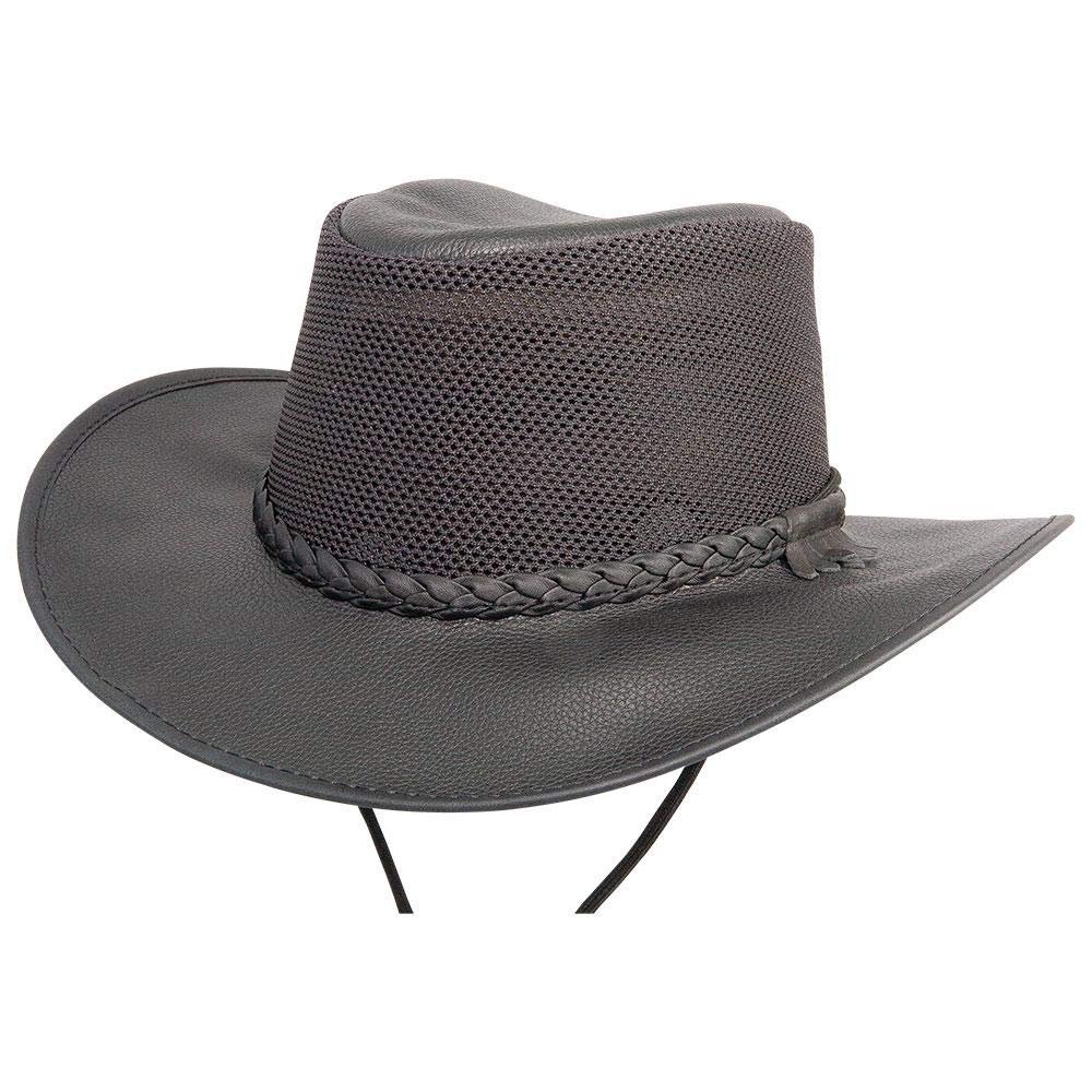 American Hat Makers Breeze Leather and Mesh Sun Hat for Men and Women  Midnight, X-Large