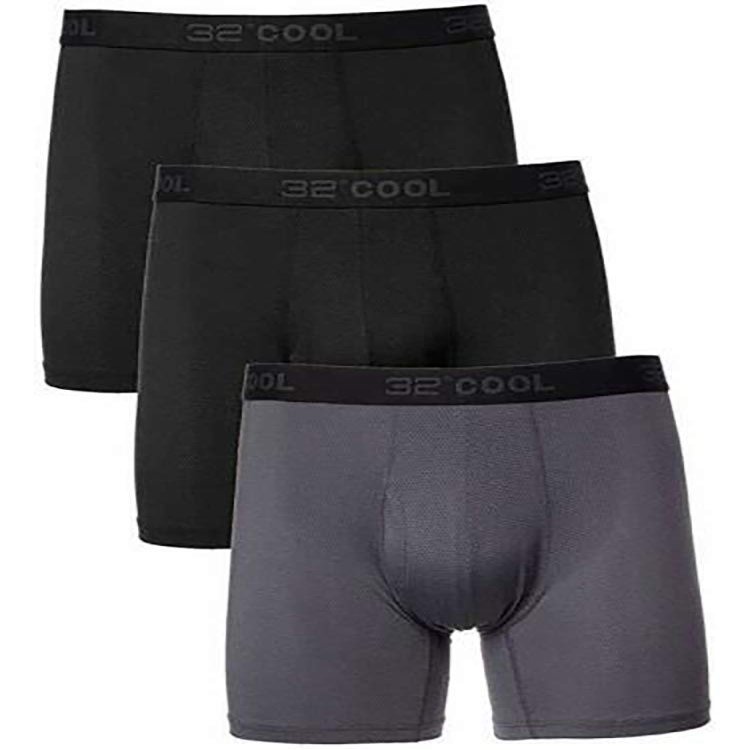 32 DEGREES Cool Men's Boxer Briefs 3Pk Large 36-38 Black/Charcoal/Black