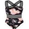 Hilor Women's Cute One Piece Swimsuit Tummy Control Bathing Suits Flattering Twist Front Swimwear Chrysanthemum L/US10-12 view 1