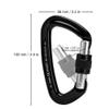 Locking Carabiner - 25kN 5600lb Climbing Carabiner Screw Gate D Shape Carabiner Black (Pack of 4) view 3