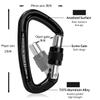 Locking Carabiner - 25kN 5600lb Climbing Carabiner Screw Gate D Shape Carabiner Black (Pack of 4) view 4