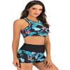 Akaeys Women's Sporty Bikini Set Racerback Swim Tops and Boyshorts Bottoms Two Piece Swimsuits view 2
