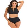 Akaeys Women's Sporty Bikini Set Racerback Swim Tops and Boyshorts Bottoms Two Piece Swimsuits Black view 4