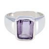 Joyas Plata Natural Gemstone Octagon Shape One Stone Faceted Amethyst rings-925 Sterling Silver Purple Amethyst Ring-February Birth Aquarius Astrology Natural Gemstone Ring SRAMEFC-6003-8 us view 1