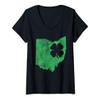 Womens St. Patrick's Day OH Ohio Shamrock Green Irish Paddy's V-Neck T-Shirt view 1