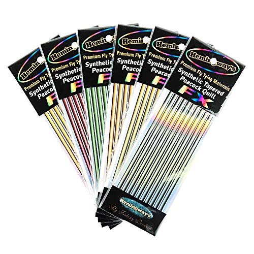 Hemingway's Fly Tying Synthetic Tapered Peacock Quill FX Holo Set of 6