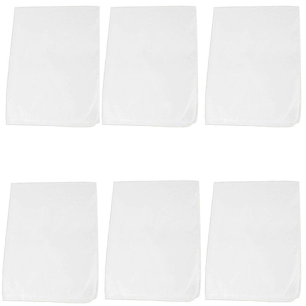 6 Pack Bandana 100% Cotton Paisley And Solid Bandanas by M.H.I. (Solid White)