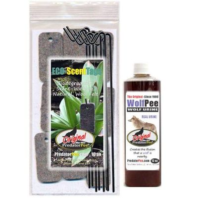 PredatorPee Real Wolf Urine 12 oz Squeeze Bottle Combo with ScentTags