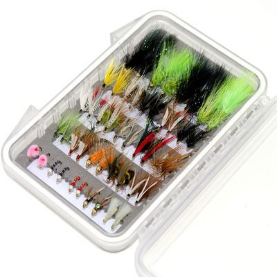 Superbe Flies 48 Assorted Trout Fly Fishing Flies Kit | Waterproof Fly Fishing Box | Nymphs, Wet, Dry, Streamer Flies