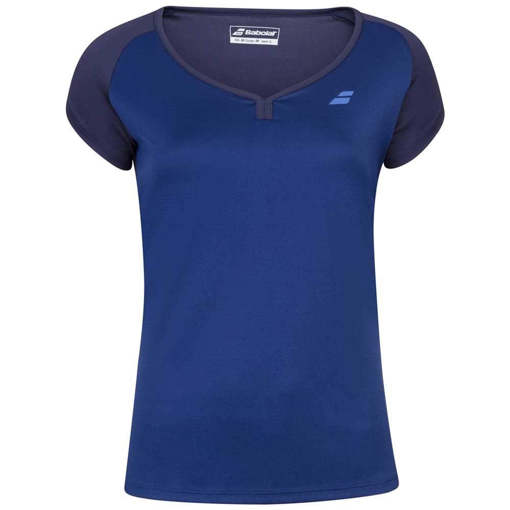 Babolat Girl's Play Cap Sleeve Tennis Tee, Estate Blue (US Youth Size 8-10)