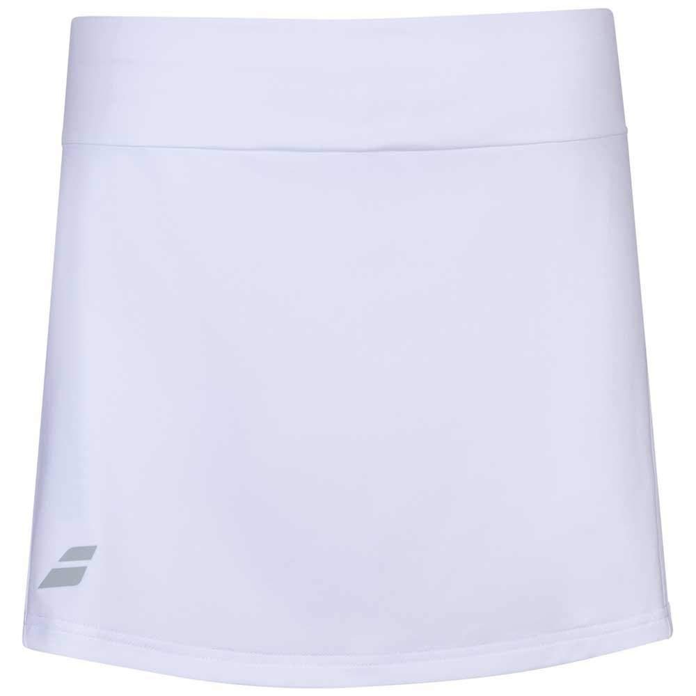 Babolat Girl's Play Tennis Skirt with Built in Shorties, White/White (US Youth Size 10-12)