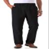 Soojun Men's Cotton Relaxed Fit Full Elastic Waist Twill Pants, Black, 36W x 30L view 3