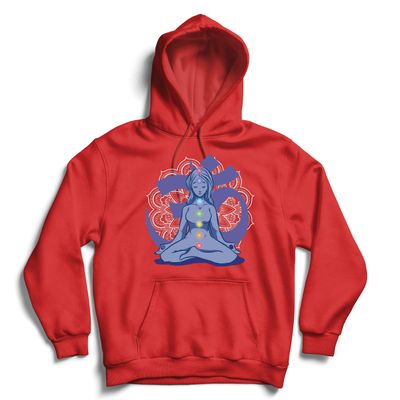 lepni.me Hoodie Sweatshirt Yoga Meditation Asana Mandala Mind Body Soul (L Red Multi Color)