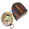 Aysha Nautical Vintage Brass Compass with Handmade Leather Case/E.E. Cummings Directional Magnetic Compass for Navigation/Push Button Pocket Compass for Camping, Hiking, Touring view 3