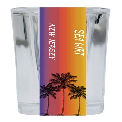 Sea Girt New Jersey 2 Ounce Square Shot Glass Palm Tree Design