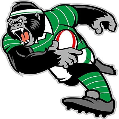 Zirni Gorilla Rugby Mascot Sport Cartoon Sticker Decal Design