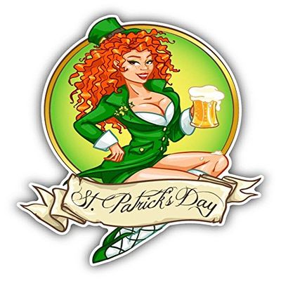 Zirni Girl Beer Saint Patrick's Day Sticker Decal Design