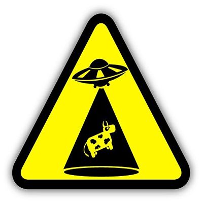 Zirni Cow Abduction Warning Sign Funny Humor Sticker Decal Design
