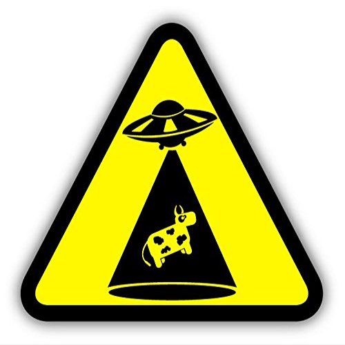 Zirni Cow Abduction Warning Sign Funny Humor Sticker Decal Design