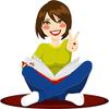 Zirni Cartoon Girl Carpet Book Studying Exams Victory Sign Sticker Decal Design