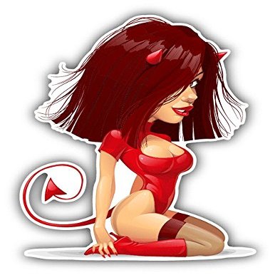 Zirni Devil Woman Sexy Redhead Cartoon Sticker Decal Design