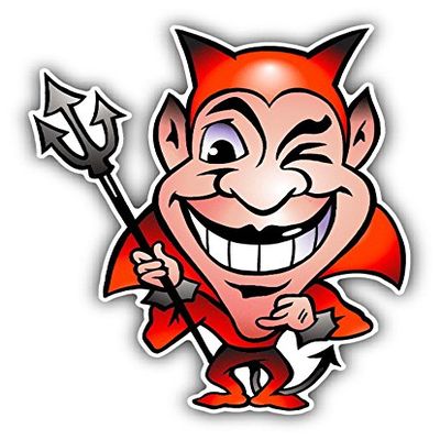 Zirni Devil Smile Funny Cartoon Red Sticker Decal Design