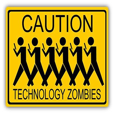 Caution Technology Zombies Funny Warning Sign Sticker Decal Design
