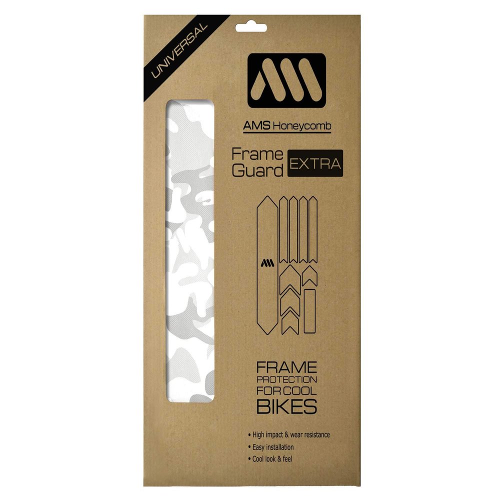 All Mountain Style AMSFG2BLWH Honeycomb High Impact Frame Guard Extra - Protects Your Bike from Scratches and dings, White/Camo