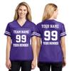CRAZYDAISYWORLD Customized Football Jersey Short Sleeve T-Shirt - Your Own Personalized 2 Side Custom Jersey Men & Women - V-Neck Football Jersey Shirt Small Purple - Women view 1
