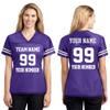 CRAZYDAISYWORLD Customized Football Jersey Short Sleeve T-Shirt - Your Own Personalized 2 Side Custom Jersey Men & Women - V-Neck Football Jersey Shirt Small Purple - Women view 2