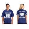 CRAZYDAISYWORLD Customized Football Jersey Short Sleeve T-Shirt - Your Own Personalized 2 Side Custom Jersey Men & Women - V-Neck Football Jersey Shirt Small Royal Blue - Women view 2