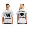 CRAZYDAISYWORLD Customized Football Jersey Short Sleeve T-Shirt - Your Own Personalized 2 Side Custom Jersey Men & Women - V-Neck Football Jersey Shirt Large White - Women view 2