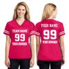 CRAZYDAISYWORLD Customized Football Jersey Short Sleeve T-Shirt - Your Own Personalized 2 Side Custom Jersey Men & Women - V-Neck Football Jersey Shirt Small Heliconia - Women view 1
