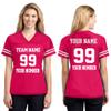 CRAZYDAISYWORLD Customized Football Jersey Short Sleeve T-Shirt - Your Own Personalized 2 Side Custom Jersey Men & Women - V-Neck Football Jersey Shirt Small Heliconia - Women view 2