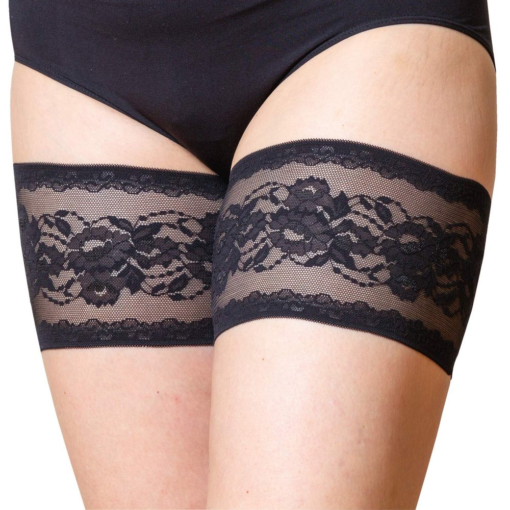 Bandelettes Original Patented Elastic Anti-Chafing Thigh Bands - Peony Black Size E (2X Large)