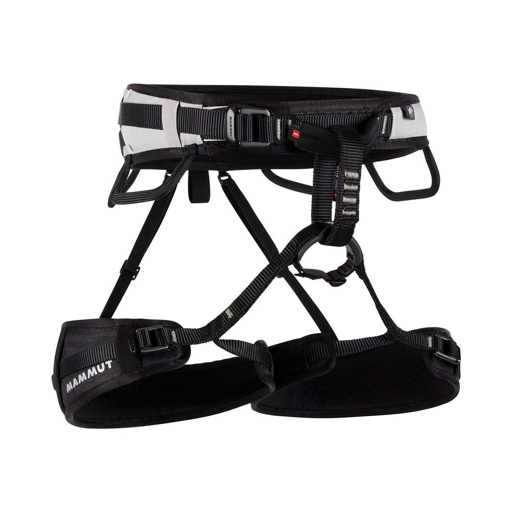 Mammut Ophir 3 Slide Climbing Harness for Men Adjustable, Lightweight, and Durable Gear for Rock, Gym, and Sport Climbing, Black/Marble, Large