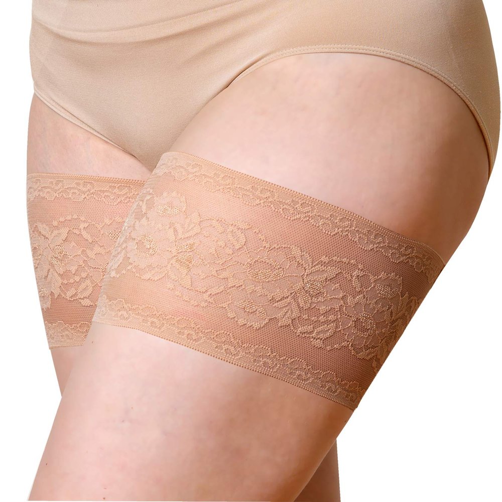 Bandelettes Original Patented Elastic Anti-Chafing Thigh Bands - Peony Beige Size F (3X Large)