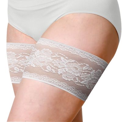 Bandelettes Original Patented Elastic Anti-Chafing Thigh Bands - Peony White Size D (X Large)