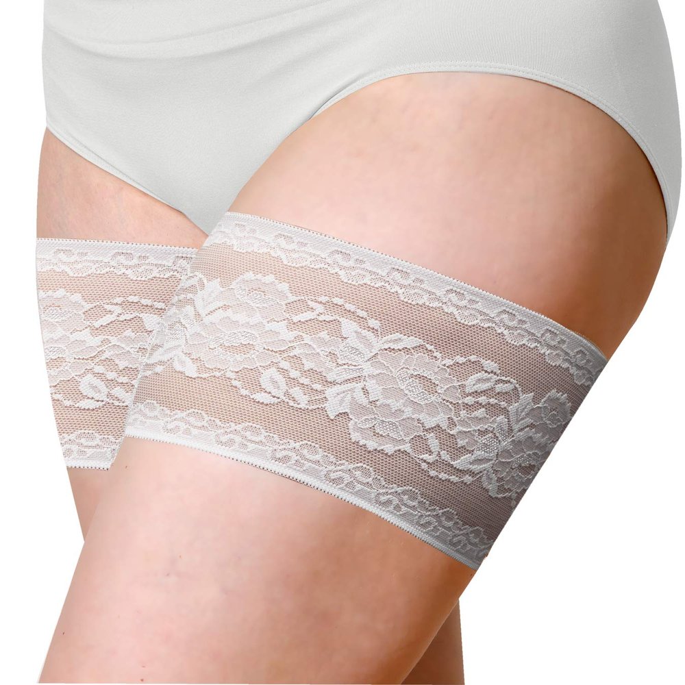 Bandelettes Original Patented Elastic Anti-Chafing Thigh Bands - Peony White Size D (X Large)