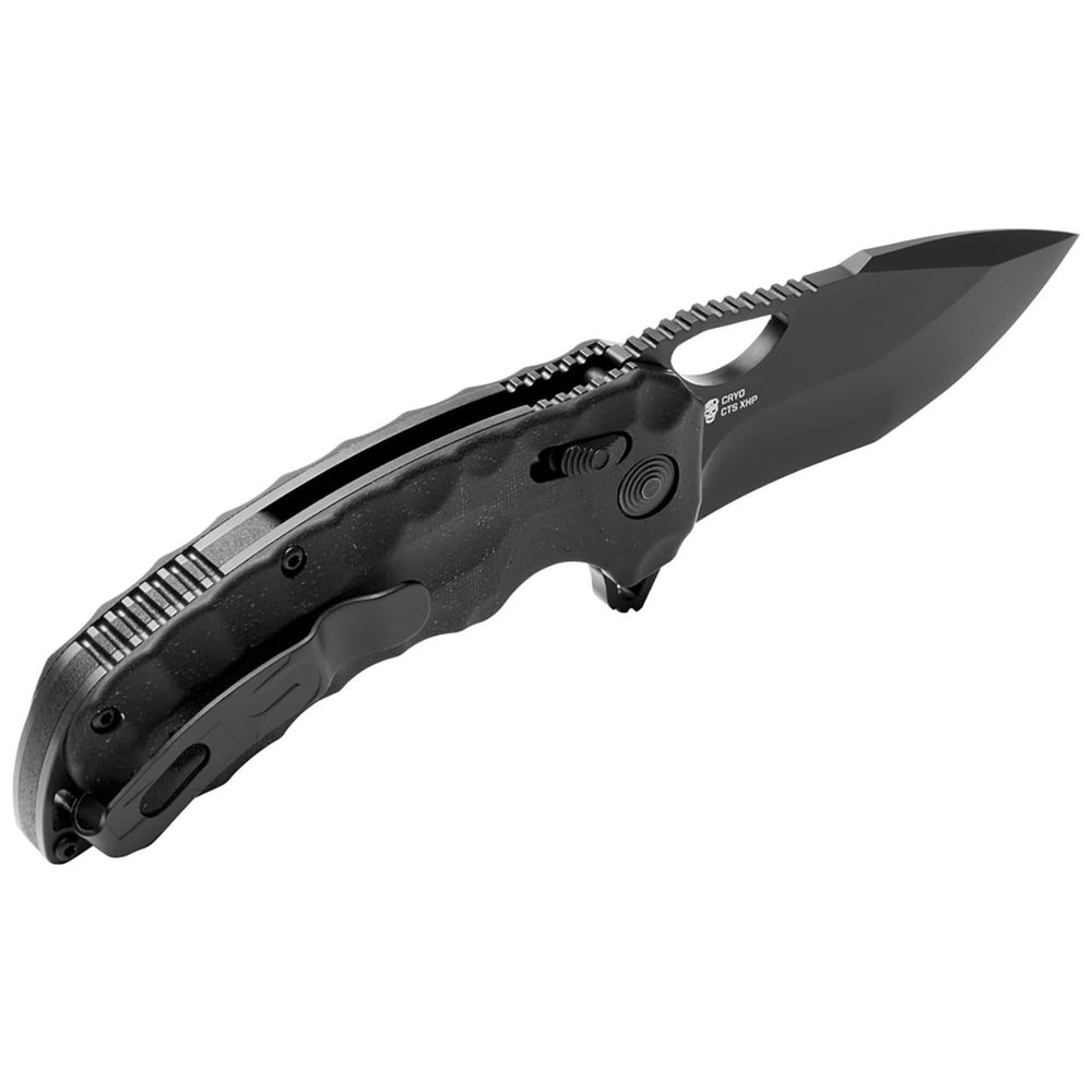 SOG Kiku Quick-Opening Sharp Ambidextrous Pocket Folding Knife with Linen Micarta Handle | CTS XHP Steel, XR Lock, Blackout
