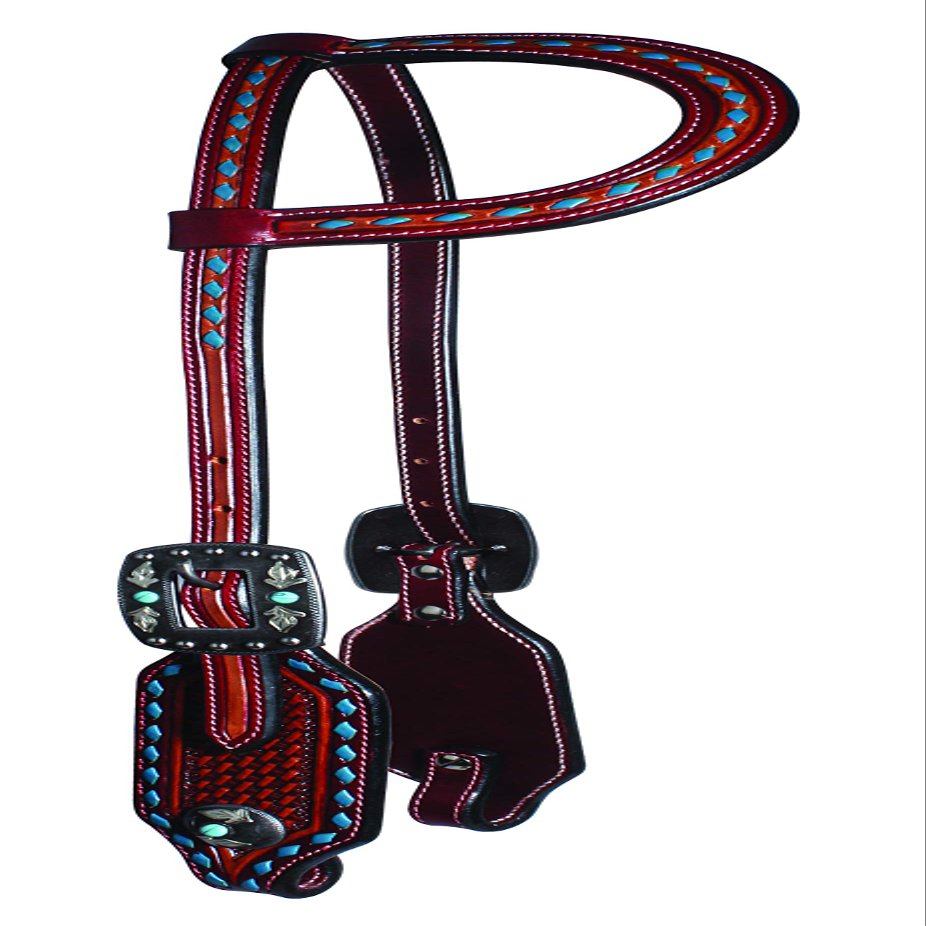 Pro Choice Basket Weave Single Ear Headstall Blue
