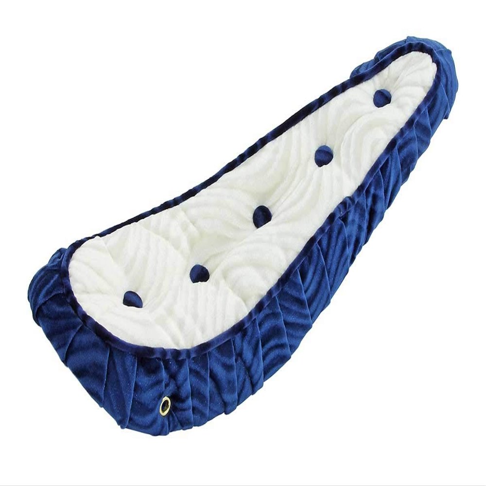 Alta Bicycle Lowrider Five Button Two/Tone Color Polo Velour Banana Bike Saddle/Seat with White Top (White Top/Blue)