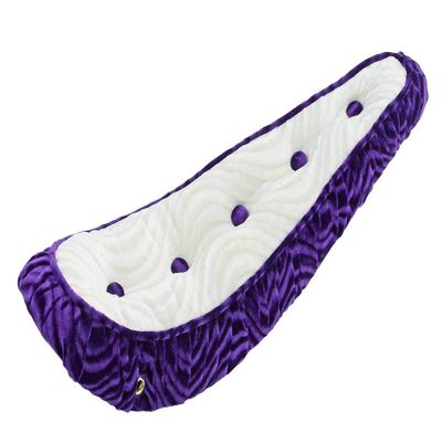 Alta Bicycle Lowrider Five Button Two/Tone Color Polo Velour Banana Bike Saddle/Seat with White Top (White Top/Purple)
