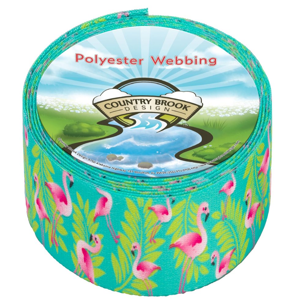 Country Brook Design - Flamingos Polyester Webbing (1 1/2 Inch, 10 Yards)