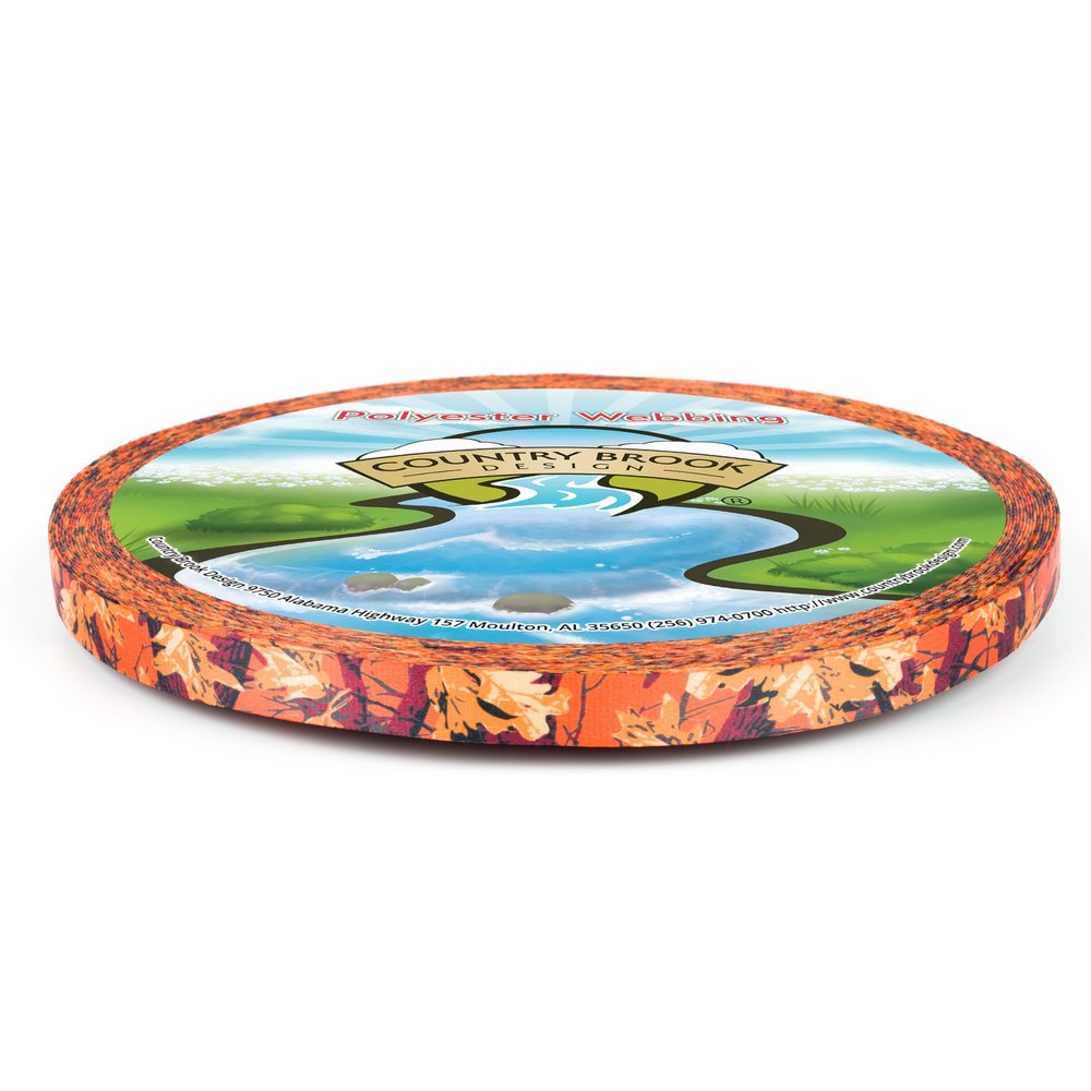 Country Brook Design - Orange Sunset Camo Photo Quality Polyester (1/2 Inch, 50 Yards)